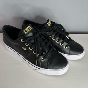 KEDS - Women’s, Black & Gold, Platform, Jump Kick Duo Leather, Sneaker, Size 7.5